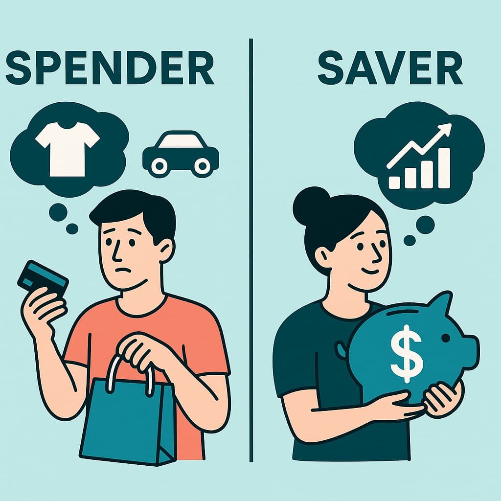 Image showing the difference between a saver and a spender