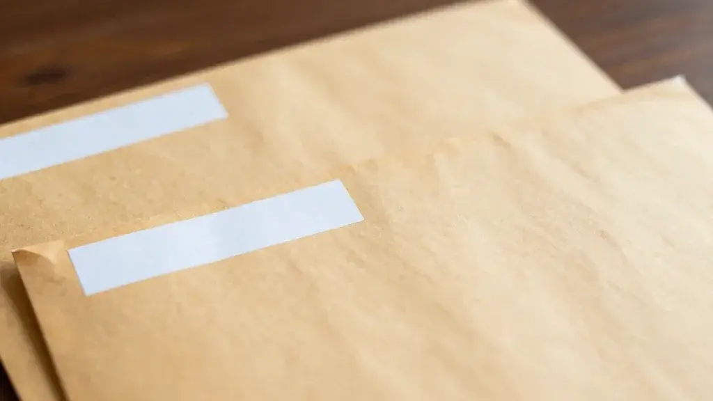 closeup of labeled cash envelopes on a wooden desk