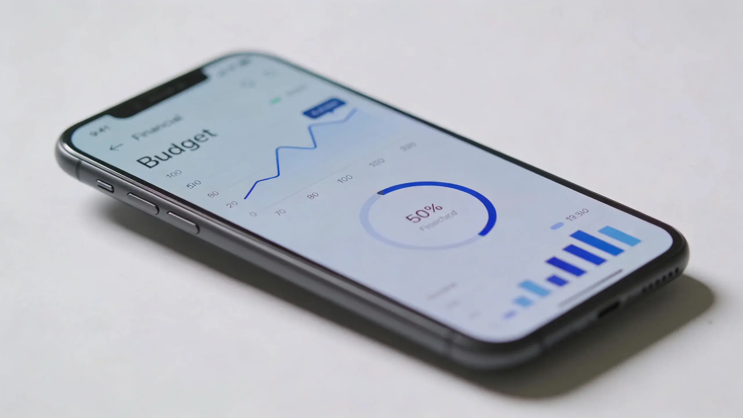 Single smartphone displaying financial budget app screen